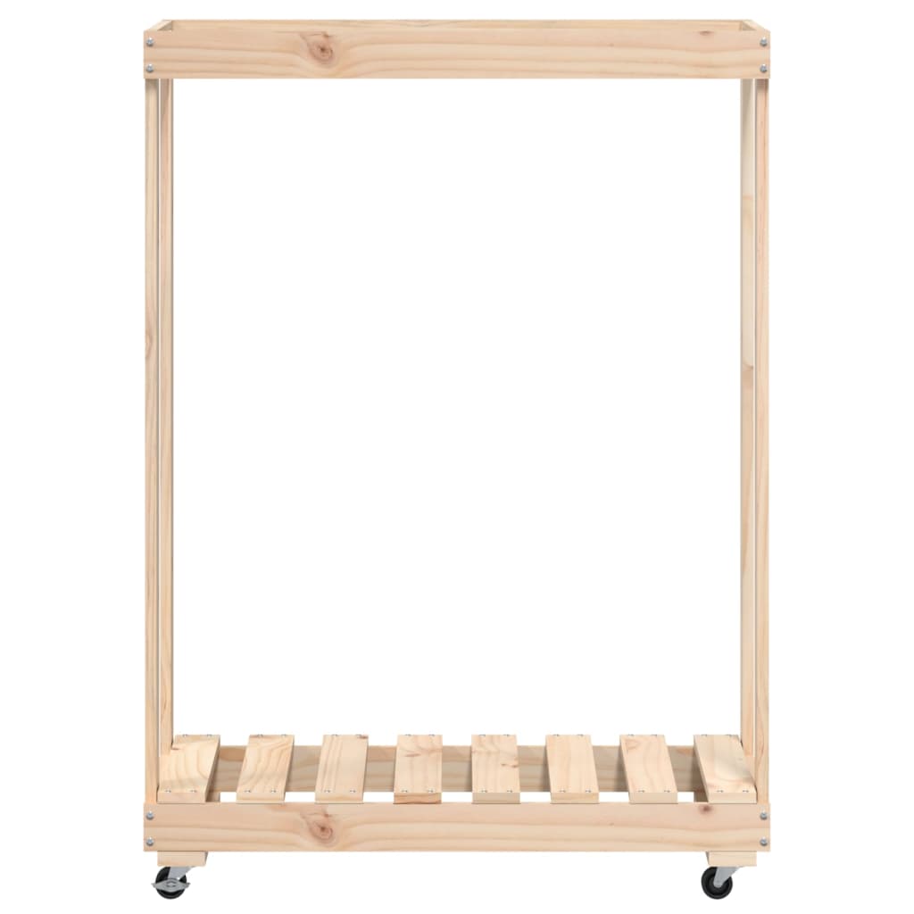 Houtblokhouder met wielen 76,5x40x108 cm massief grenenhout is nu te koop bij PeponiXL, paradijselijk wonen!
