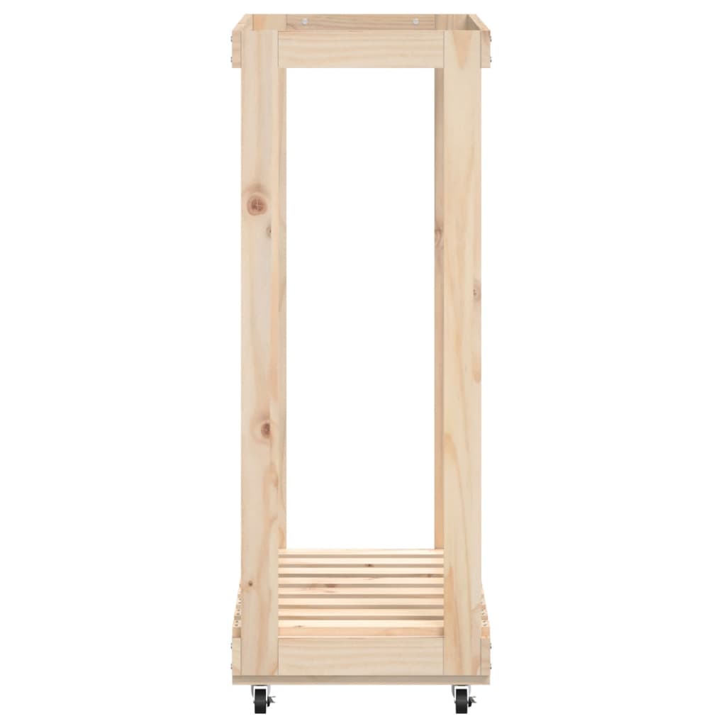 Houtblokhouder met wielen 76,5x40x108 cm massief grenenhout is nu te koop bij PeponiXL, paradijselijk wonen!