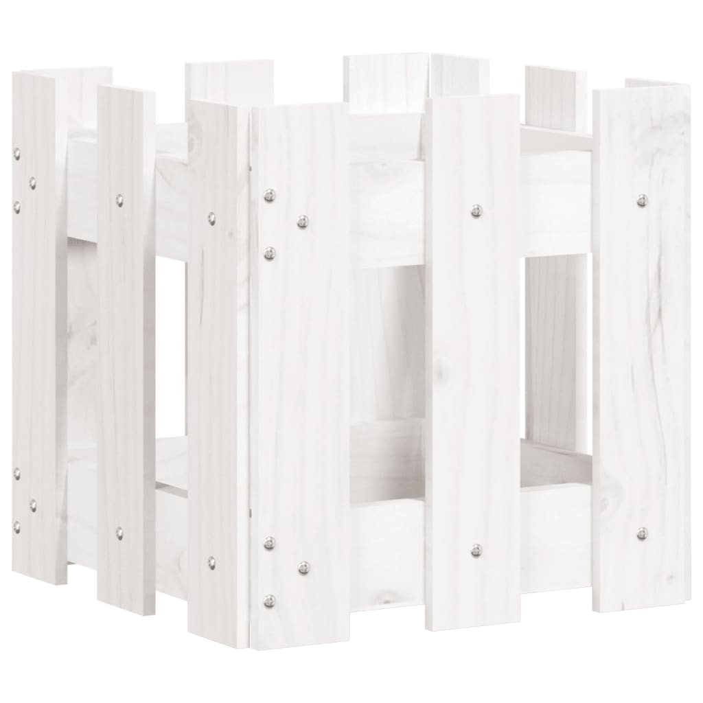 Plantenbak met hekontwerp 30x30x30 cm massief grenenhout wit is nu te koop bij PeponiXL, paradijselijk wonen!
