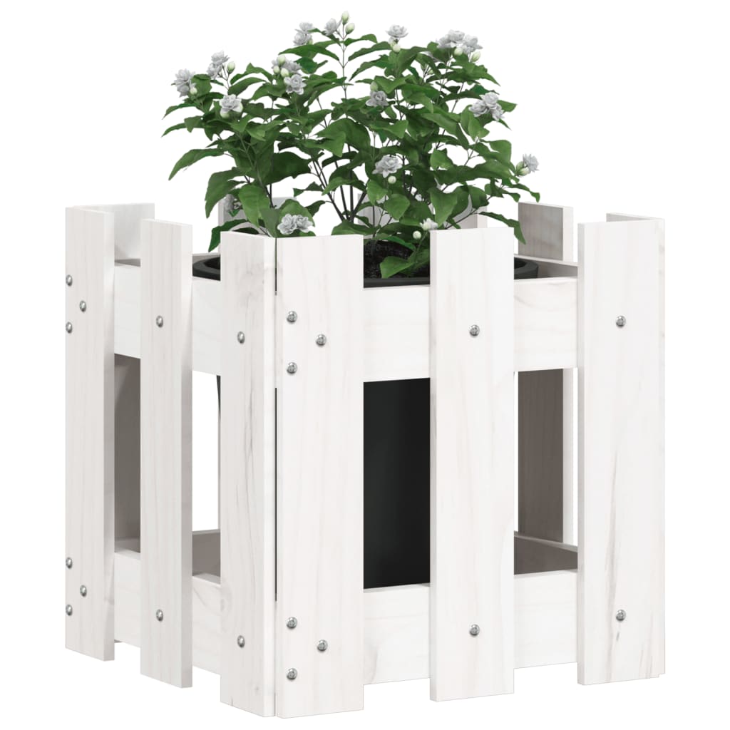 Plantenbak met hekontwerp 30x30x30 cm massief grenenhout wit is nu te koop bij PeponiXL, paradijselijk wonen!