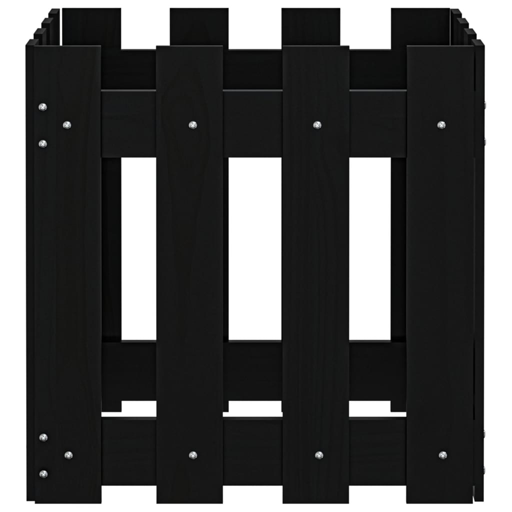 Plantenbak met hekontwerp 40x40x40 cm massief grenenhout zwart is nu te koop bij PeponiXL, paradijselijk wonen!