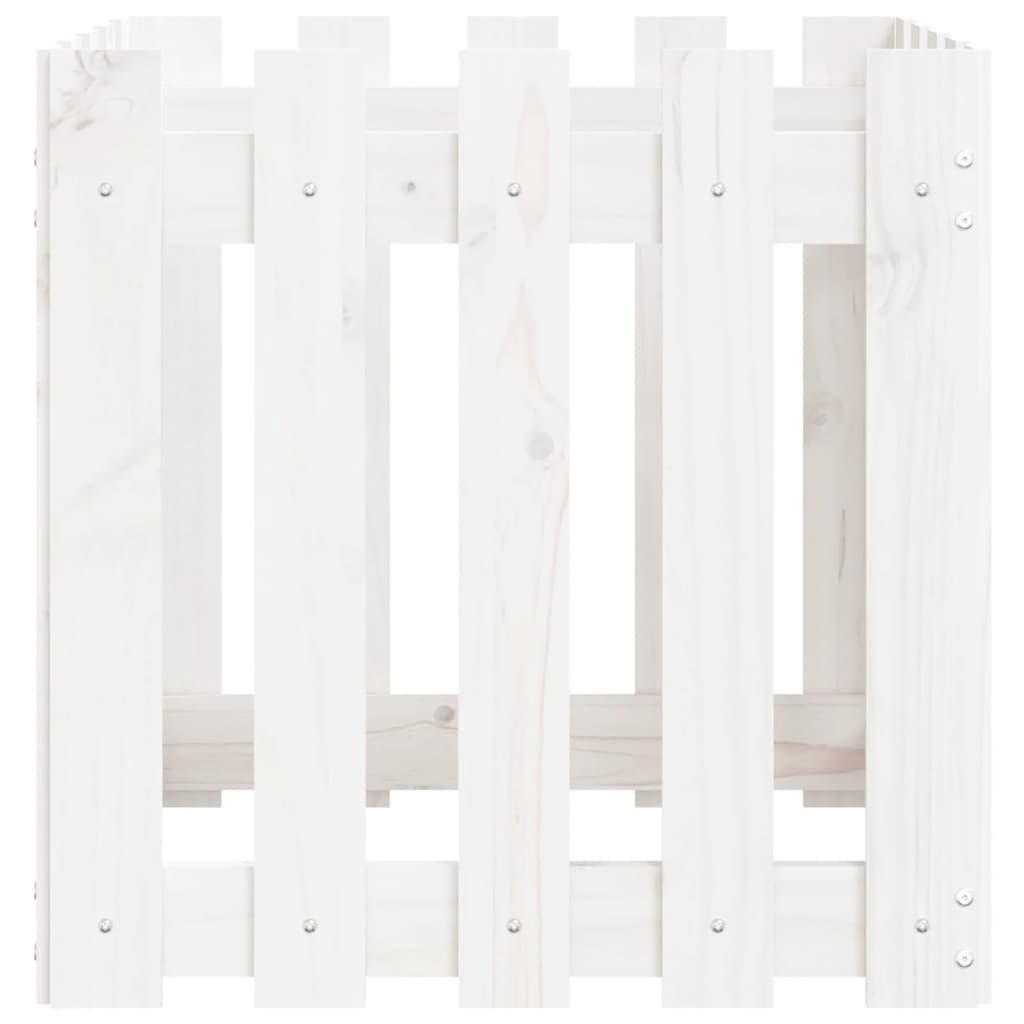 Plantenbak met hekontwerp 50x50x50 cm massief grenenhout wit is nu te koop bij PeponiXL, paradijselijk wonen!