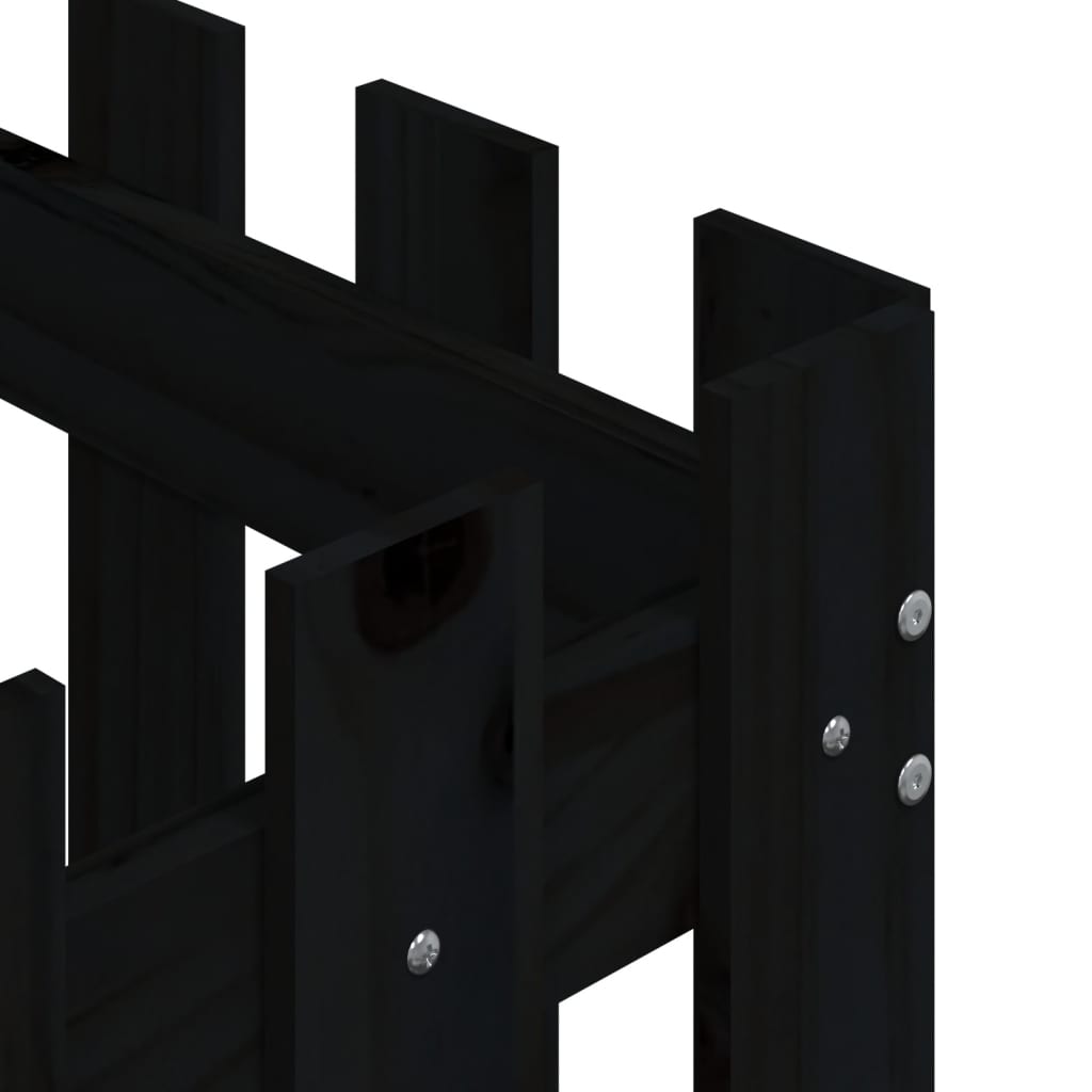 Plantenbak met hekontwerp 60x60x60 cm massief grenenhout zwart is nu te koop bij PeponiXL, paradijselijk wonen!