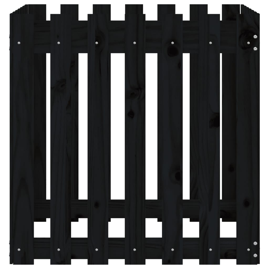 Plantenbak met hekontwerp 70x70x70 cm massief grenenhout zwart is nu te koop bij PeponiXL, paradijselijk wonen!