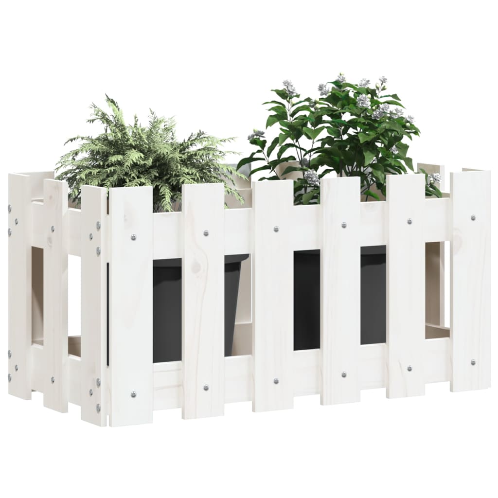 Plantenbak met hekontwerp 60x30x30 cm massief grenenhout wit is nu te koop bij PeponiXL, paradijselijk wonen!
