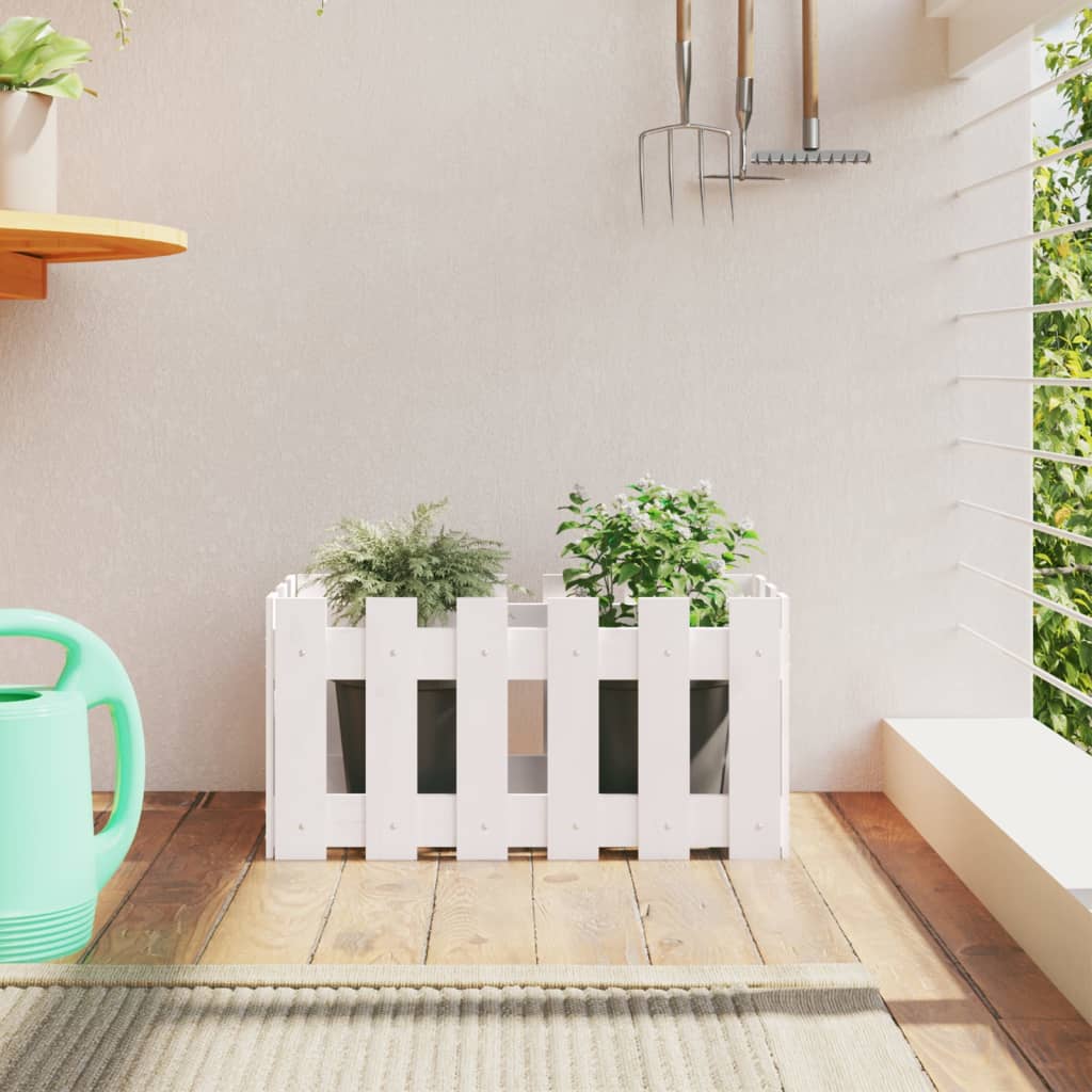 Plantenbak met hekontwerp 60x30x30 cm massief grenenhout wit is nu te koop bij PeponiXL, paradijselijk wonen!