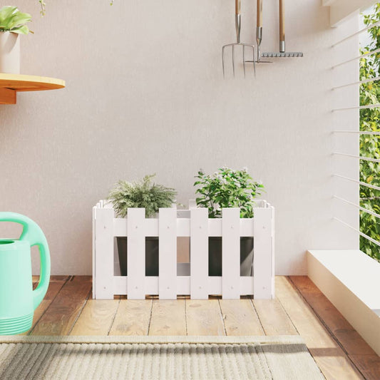 Plantenbak met hekontwerp 60x30x30 cm massief grenenhout wit is nu te koop bij PeponiXL, paradijselijk wonen!