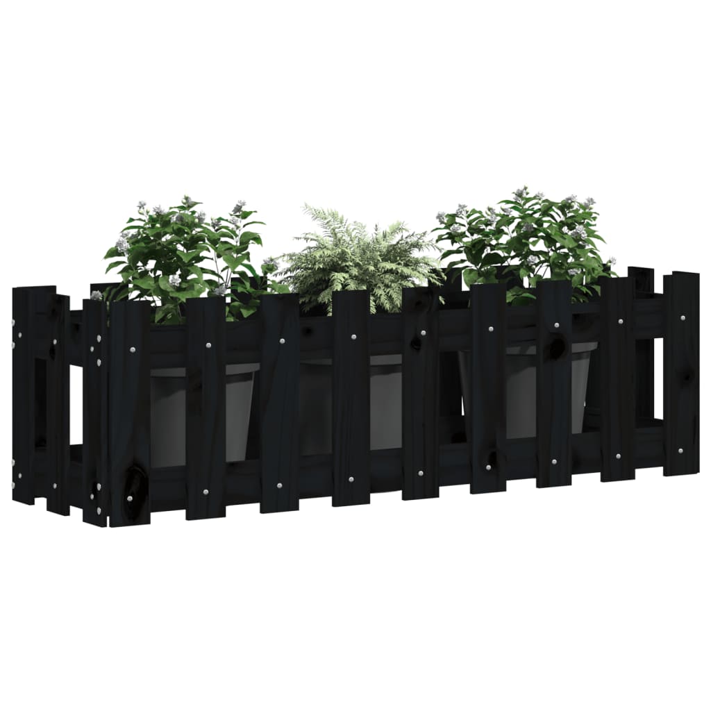 Plantenbak verhoogd hekontwerp 100x30x30 cm grenenhout zwart is nu te koop bij PeponiXL, paradijselijk wonen!