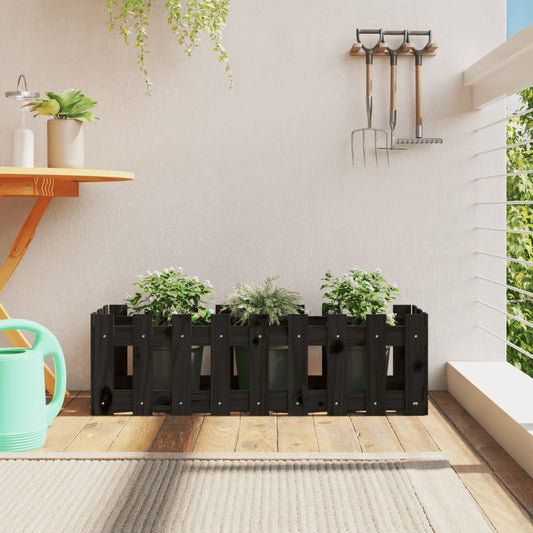 Plantenbak verhoogd hekontwerp 100x30x30 cm grenenhout zwart is nu te koop bij PeponiXL, paradijselijk wonen!