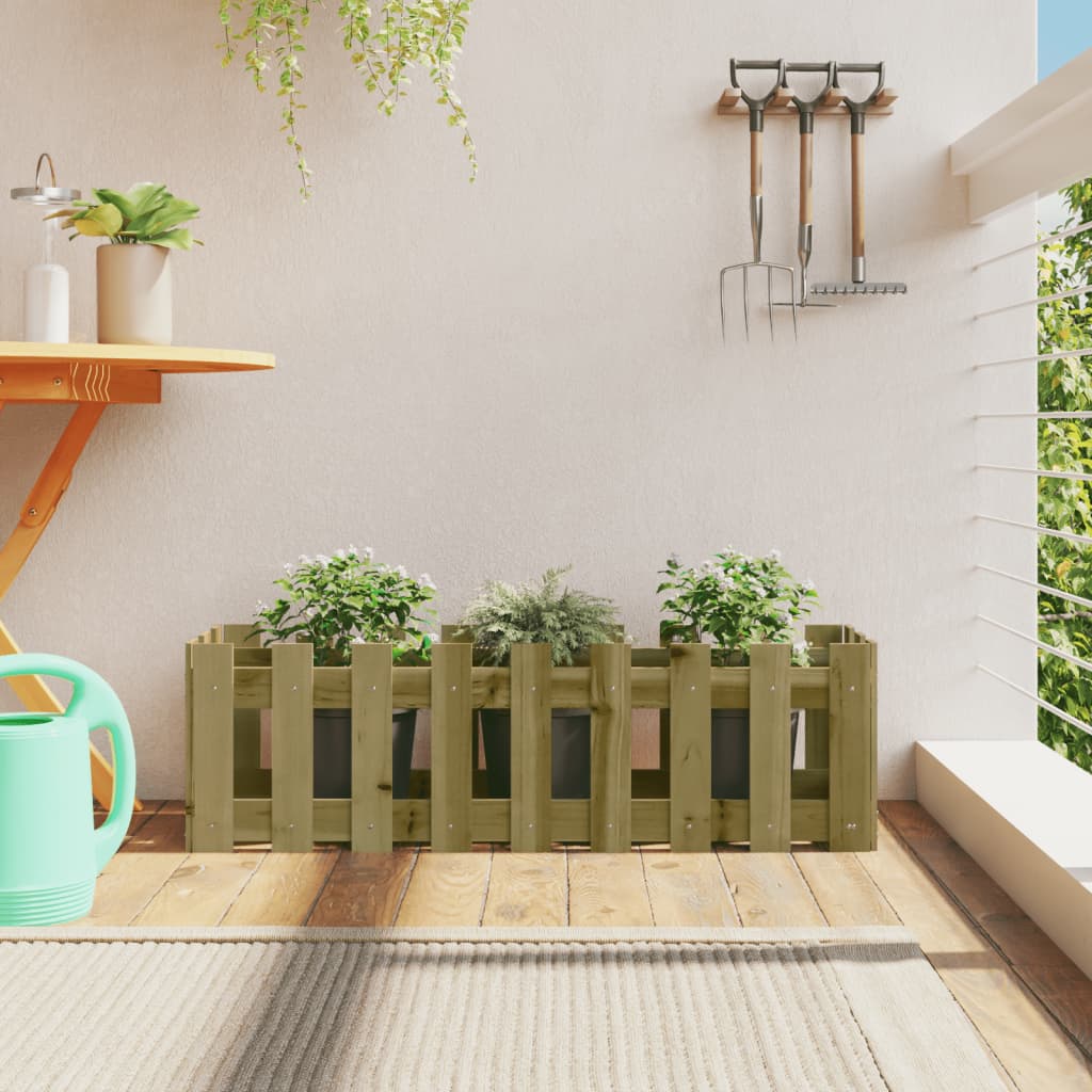 Plantenbak verhoogd hekontwerp 100x30x30 cm geïmpregneerd hout is nu te koop bij PeponiXL, paradijselijk wonen!