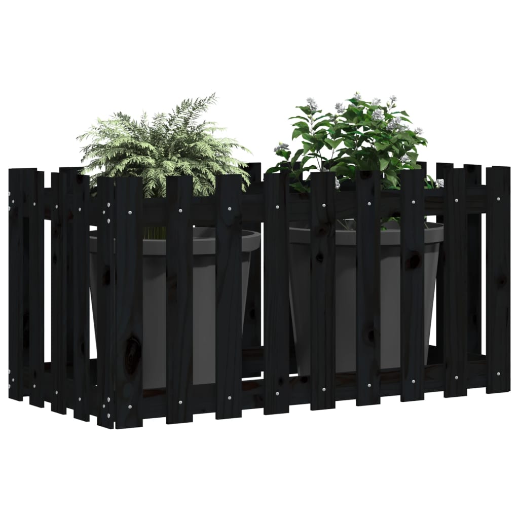Plantenbak verhoogd hekontwerp 100x50x50 cm grenenhout zwart is nu te koop bij PeponiXL, paradijselijk wonen!