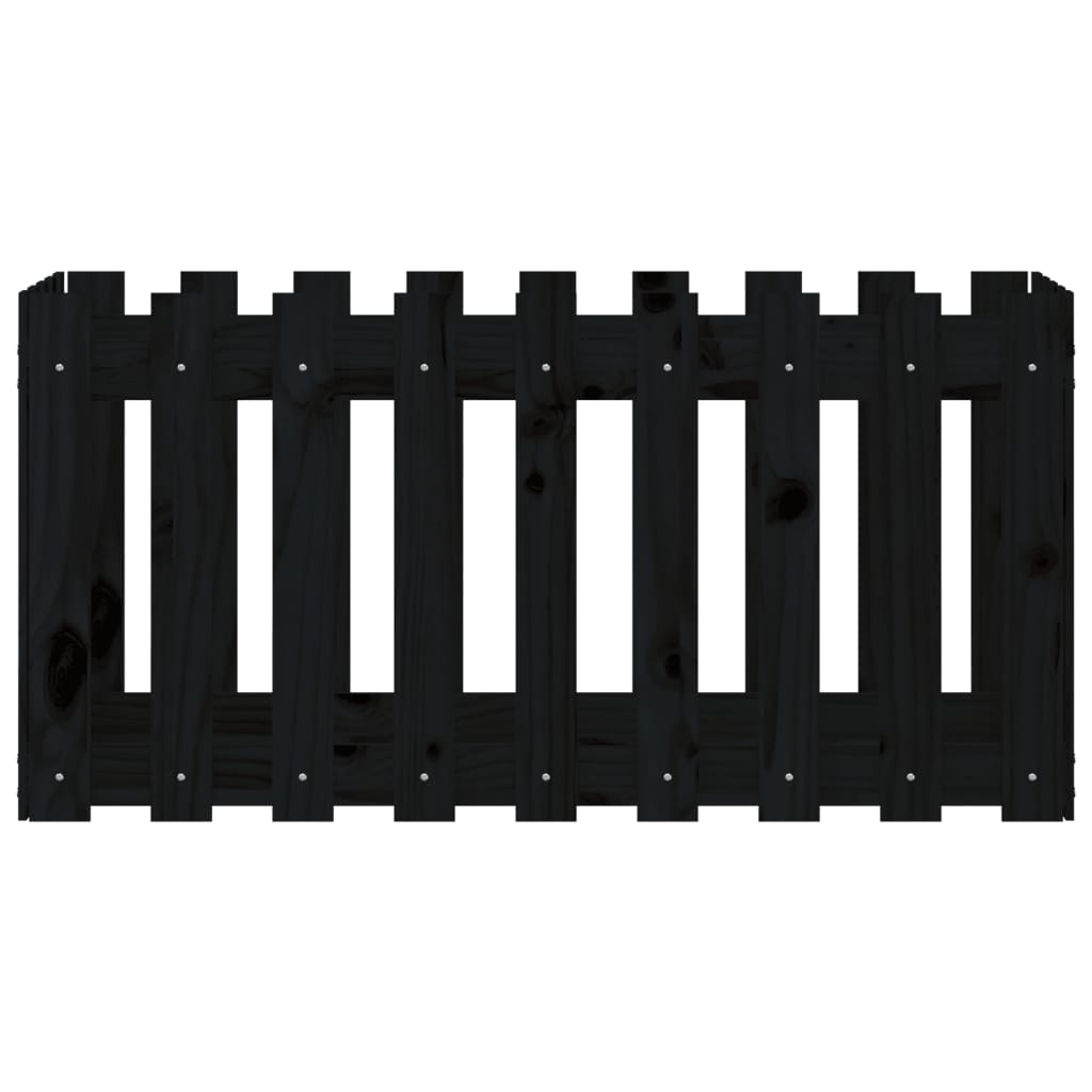 Plantenbak verhoogd hekontwerp 100x50x50 cm grenenhout zwart is nu te koop bij PeponiXL, paradijselijk wonen!