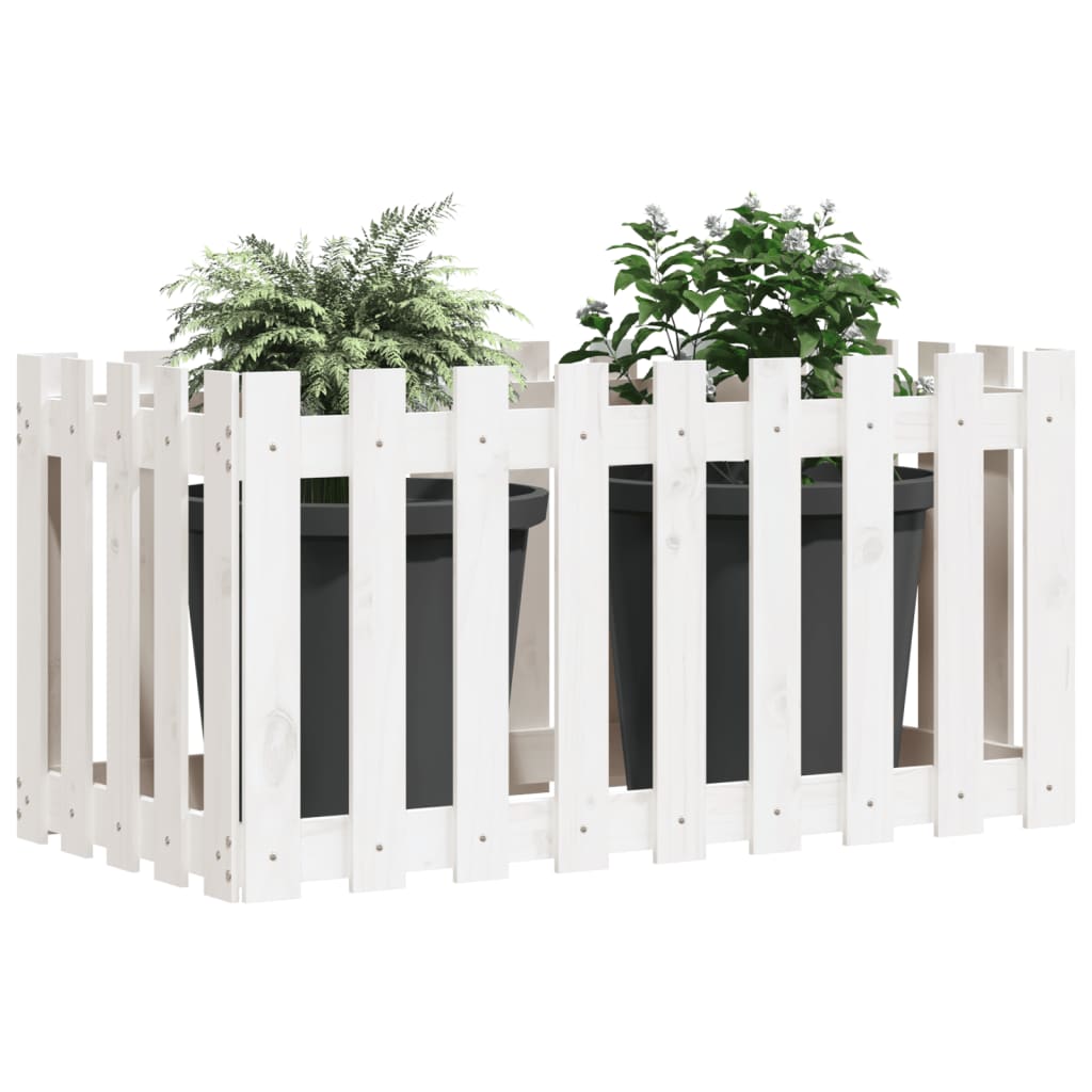 Plantenbak verhoogd hekontwerp 100x50x70 cm grenenhout wit is nu te koop bij PeponiXL, paradijselijk wonen!