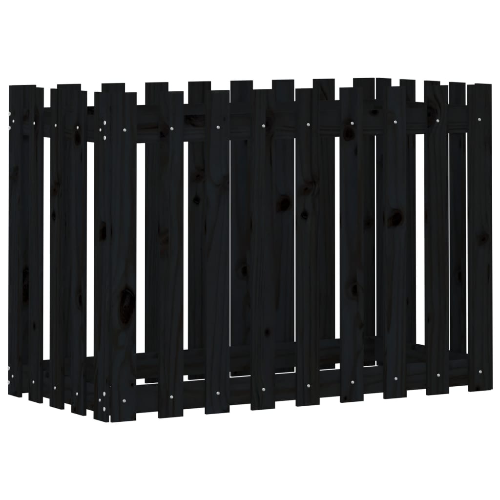 Plantenbak verhoogd hekontwerp 100x50x70 cm grenenhout zwart is nu te koop bij PeponiXL, paradijselijk wonen!