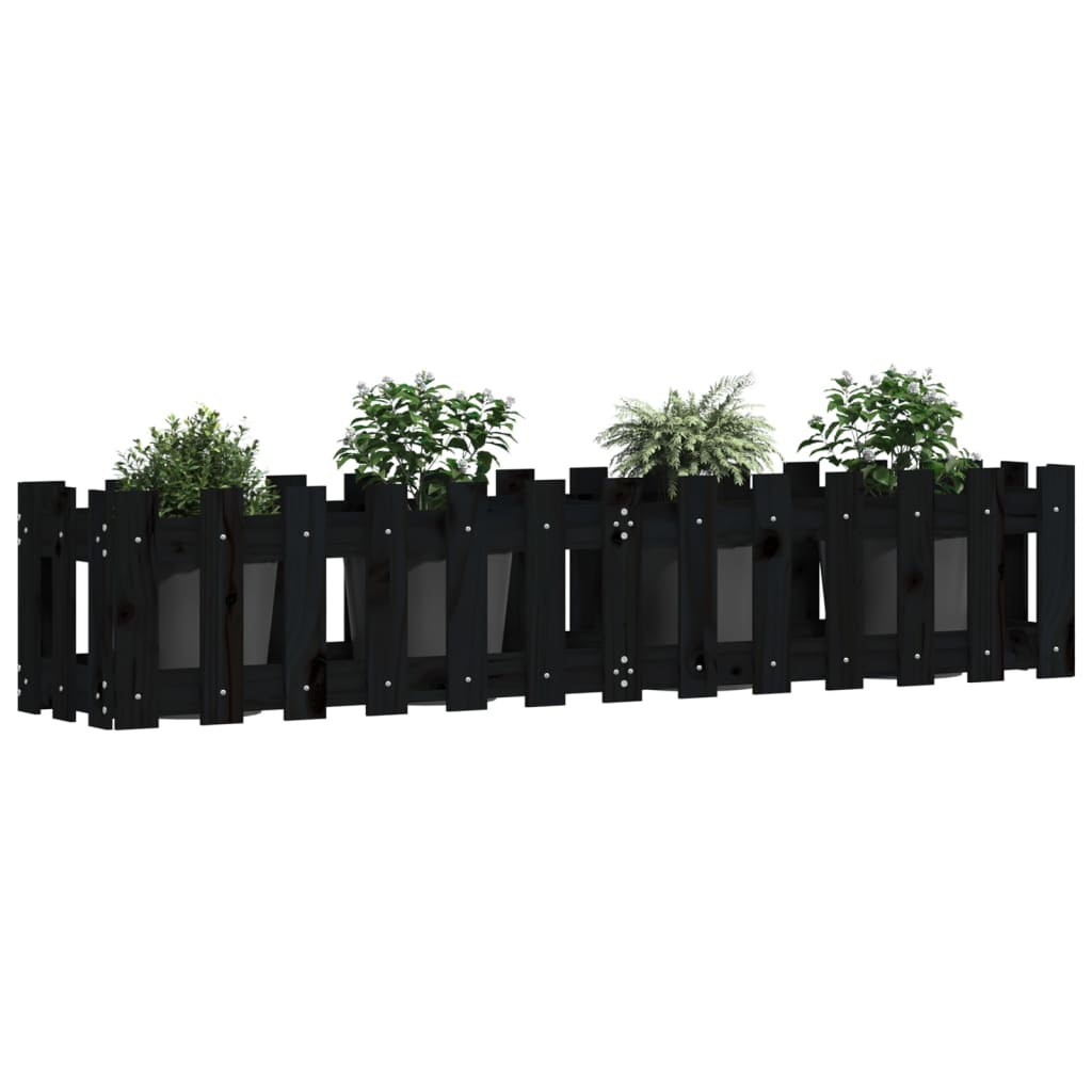 Plantenbak verhoogd hekontwerp 150x30x30 cm grenenhout zwart is nu te koop bij PeponiXL, paradijselijk wonen!