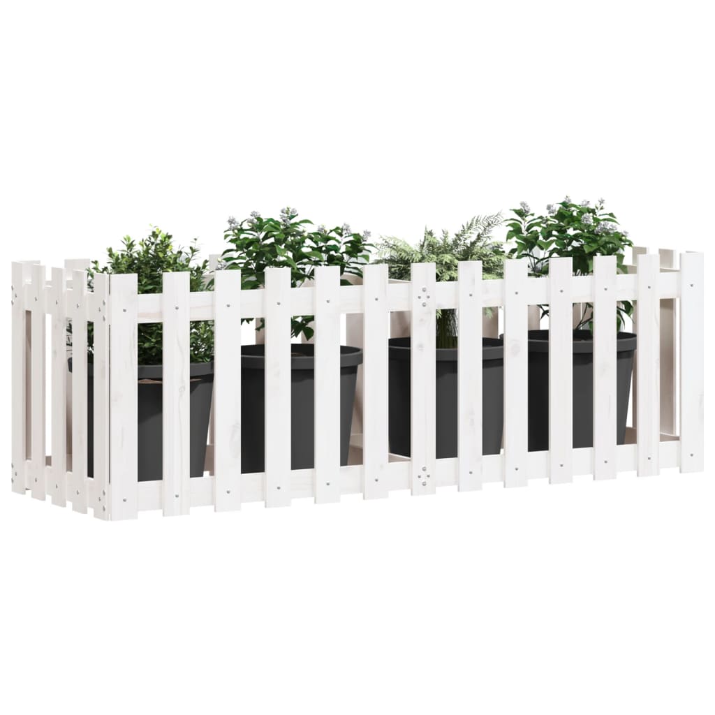 Plantenbak verhoogd hekontwerp 150x50x50 cm grenenhout wit is nu te koop bij PeponiXL, paradijselijk wonen!