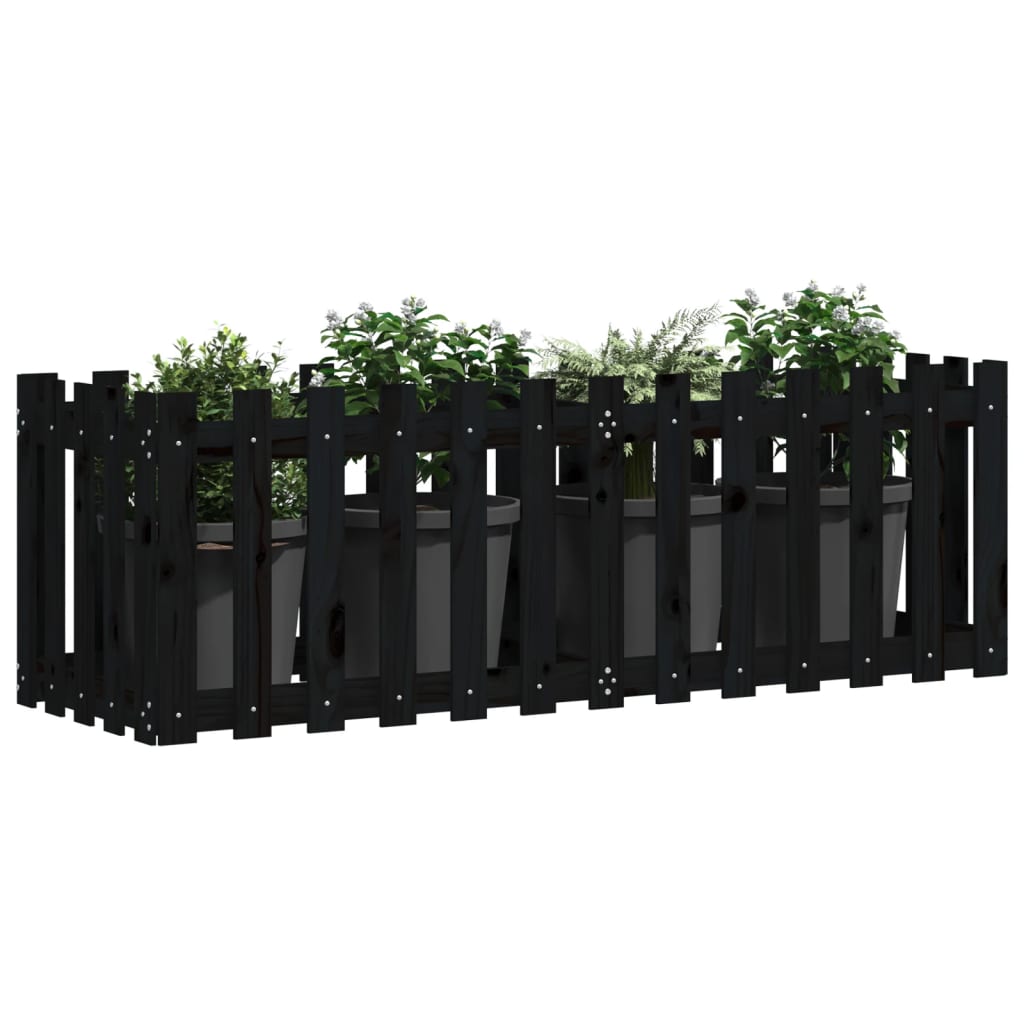 Plantenbak verhoogd hekontwerp 150x50x50 cm grenenhout zwart is nu te koop bij PeponiXL, paradijselijk wonen!