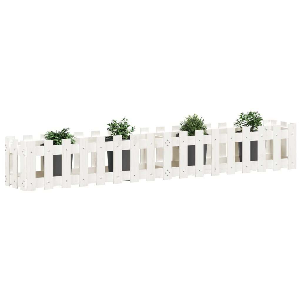 Plantenbak verhoogd hekontwerp 200x30x30 cm grenenhout wit is nu te koop bij PeponiXL, paradijselijk wonen!