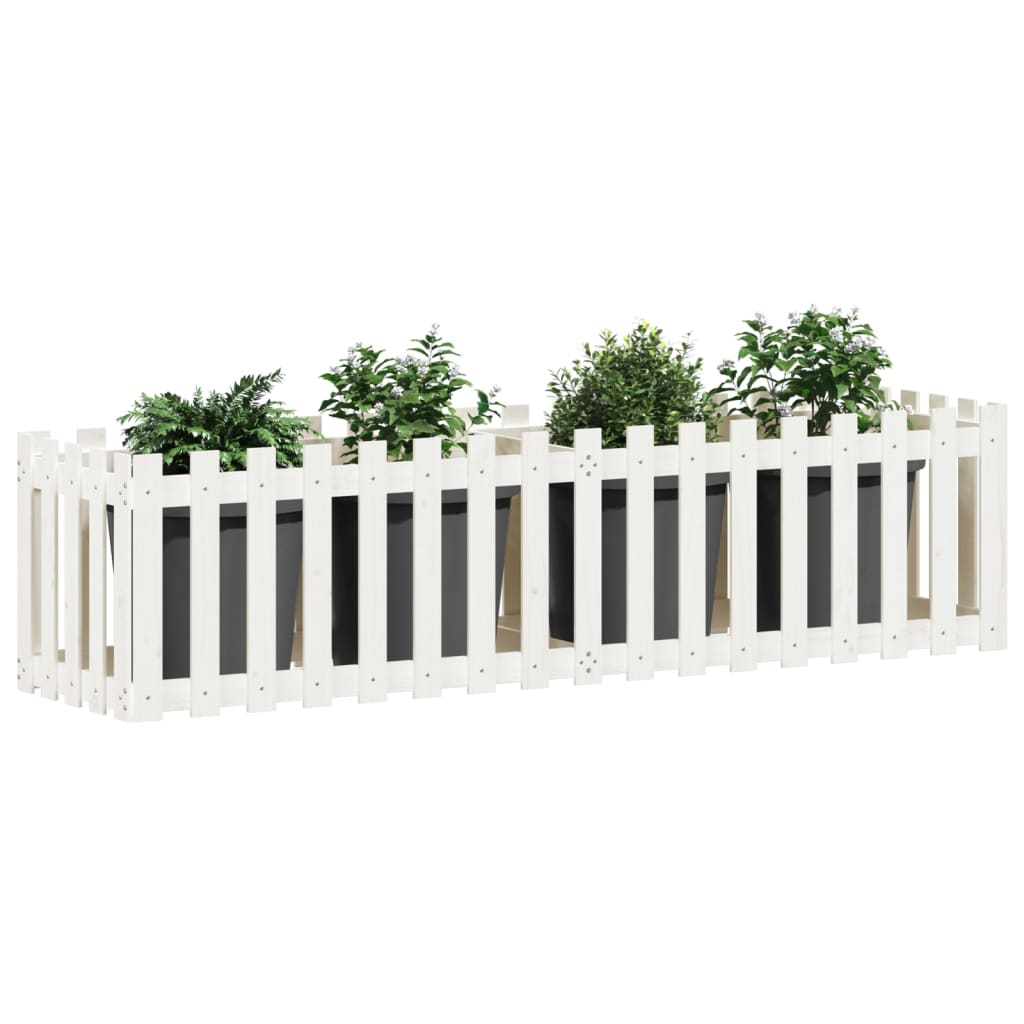 Plantenbak verhoogd hekontwerp 200x50x50 cm grenenhout wit is nu te koop bij PeponiXL, paradijselijk wonen!