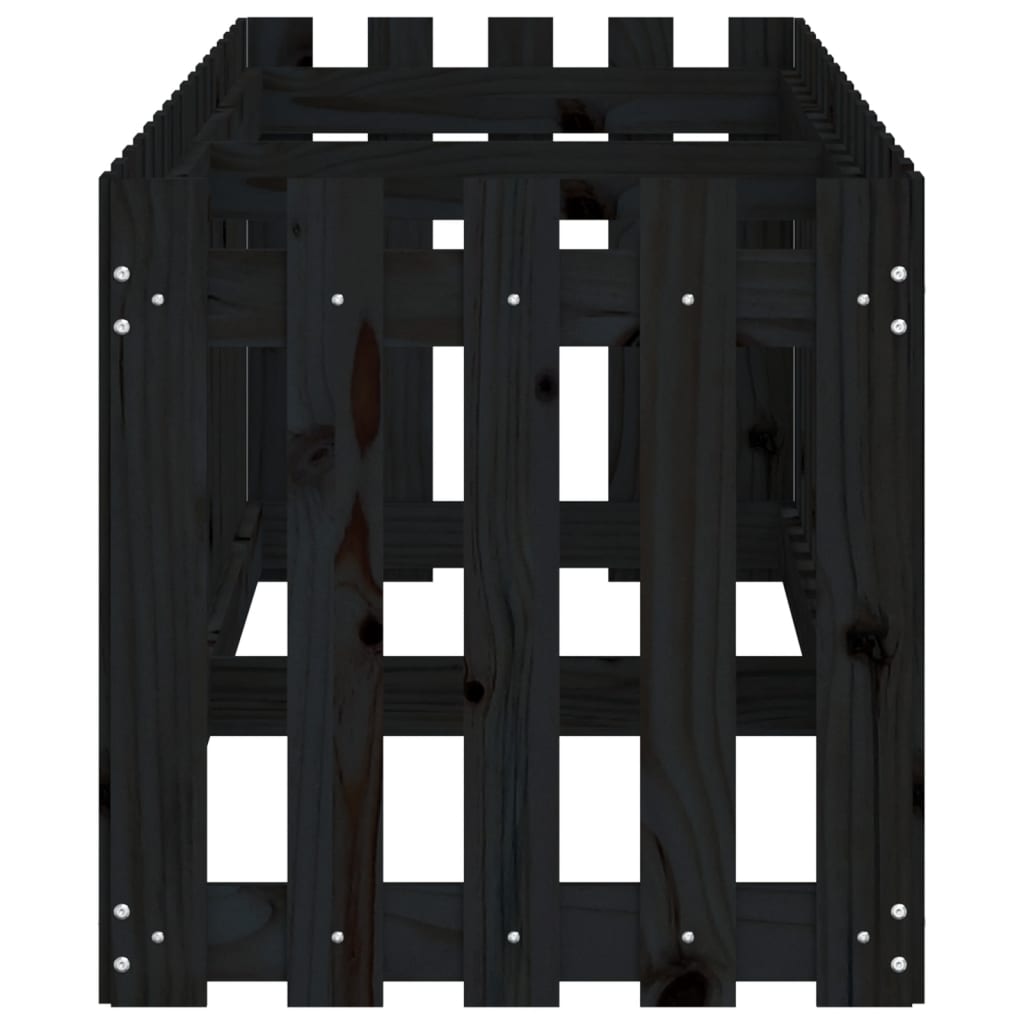 Plantenbak verhoogd hekontwerp 200x50x50 cm grenenhout zwart is nu te koop bij PeponiXL, paradijselijk wonen!