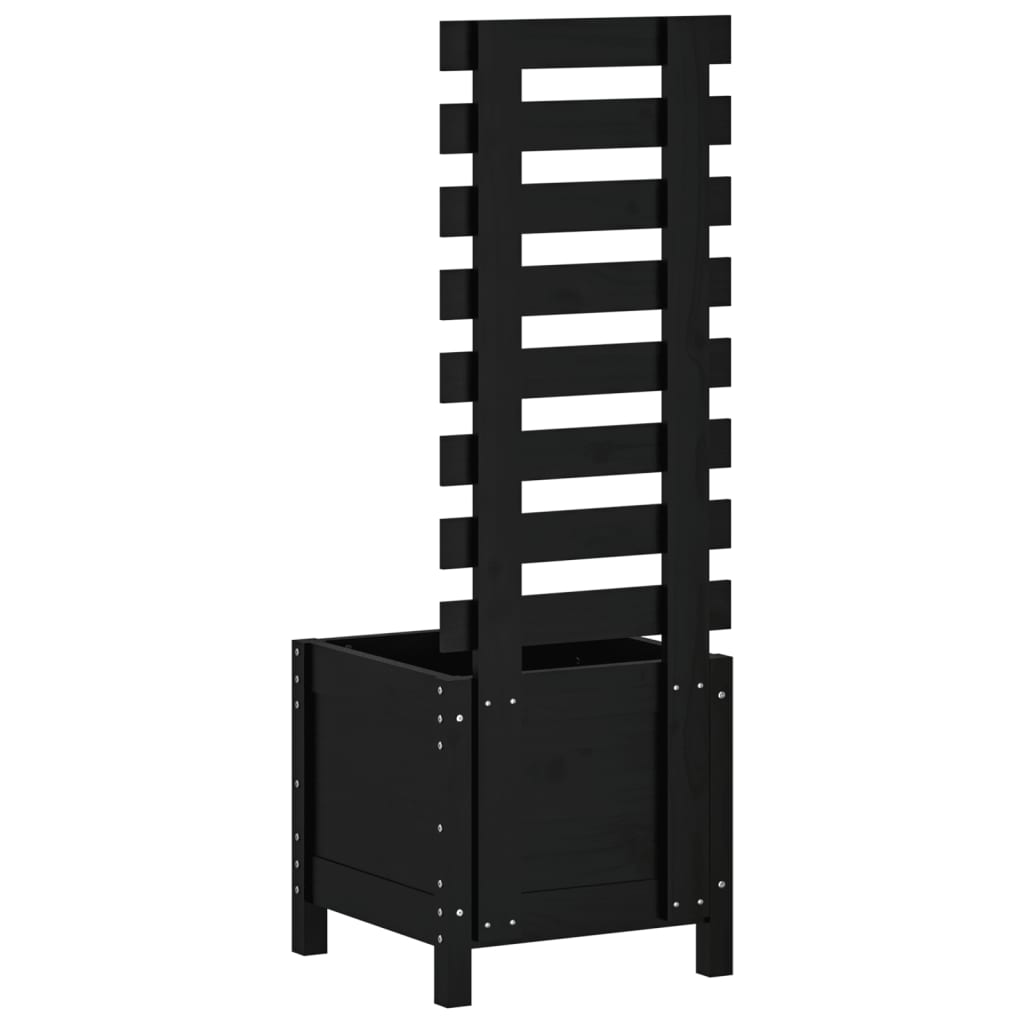 Plantenbak met rek 39x39,5x114 cm massief grenenhout zwart is nu te koop bij PeponiXL, paradijselijk wonen!