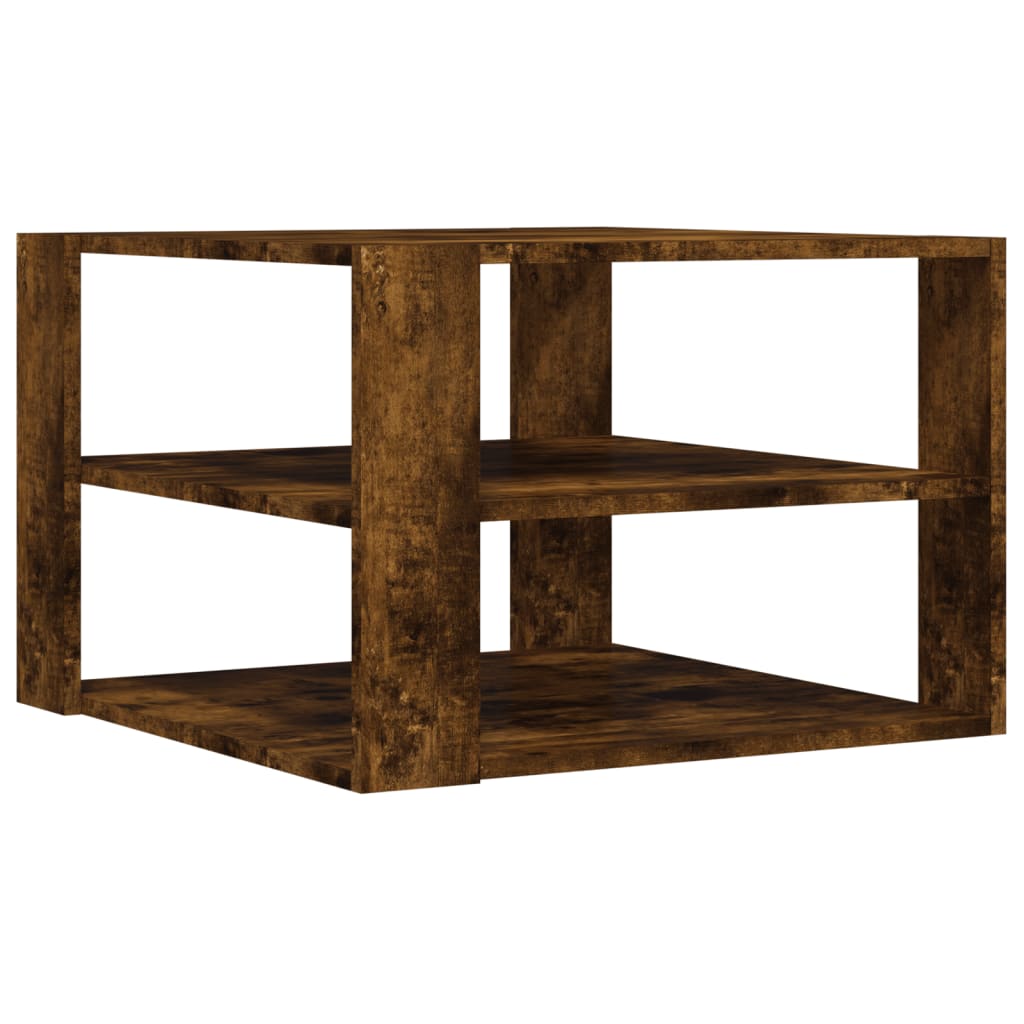 Salontafel 58x58x40 cm bewerkt hout gerookt eikenkleurig is nu te koop bij PeponiXL, paradijselijk wonen!