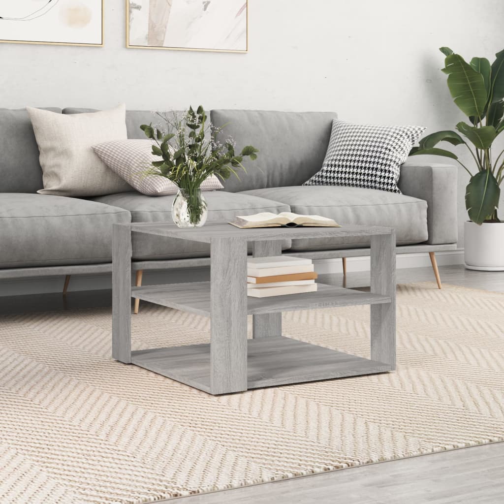 Salontafel 58x58x40 cm bewerkt hout grijs sonoma is nu te koop bij PeponiXL, paradijselijk wonen!