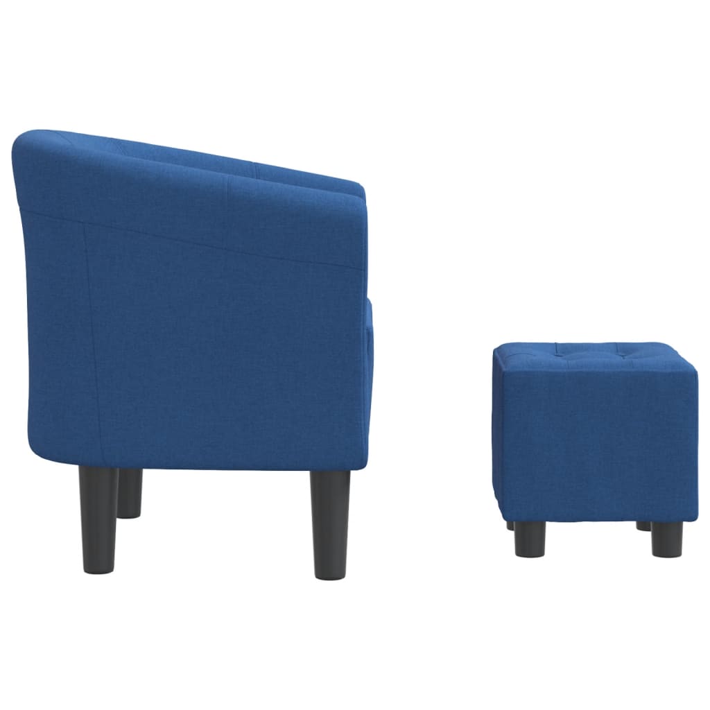 Kuipstoel met voetenbank stof blauw is nu te koop bij PeponiXL, paradijselijk wonen!
