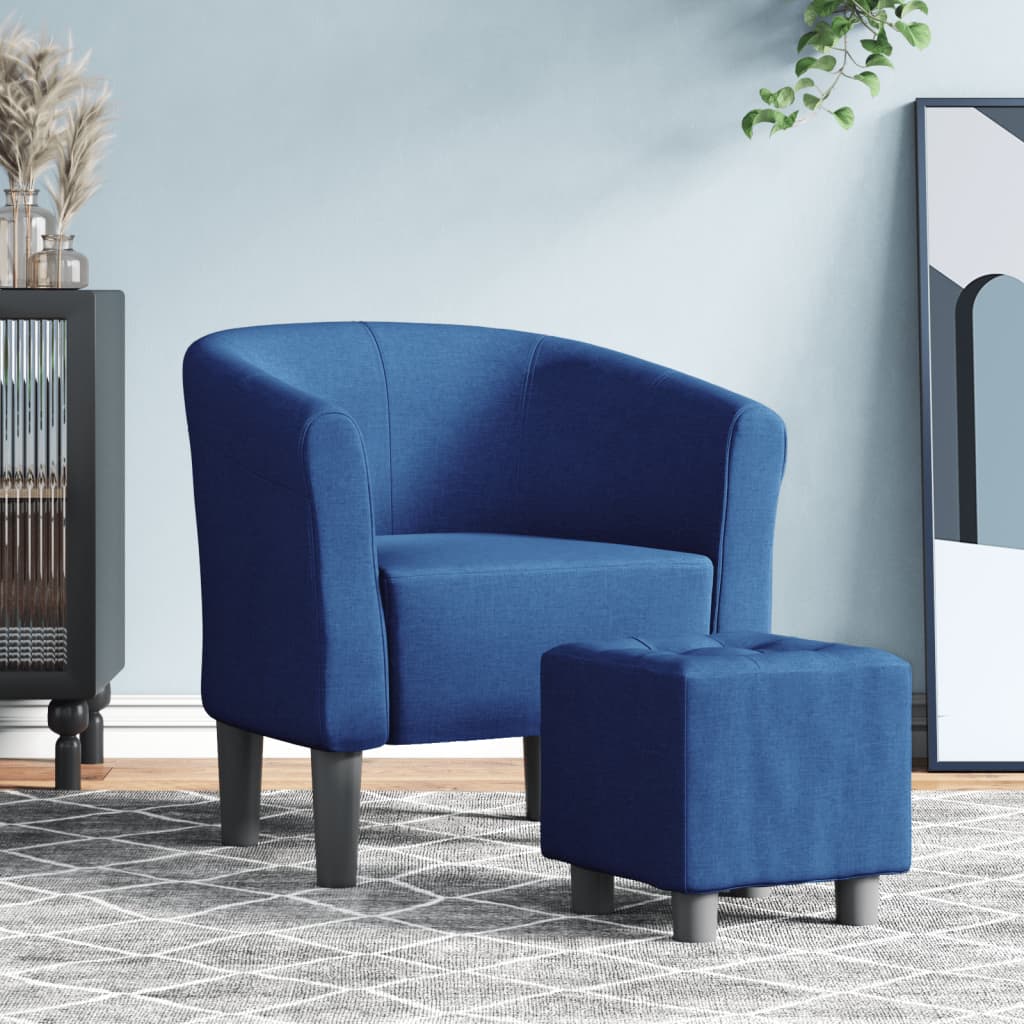 Kuipstoel met voetenbank stof blauw is nu te koop bij PeponiXL, paradijselijk wonen!