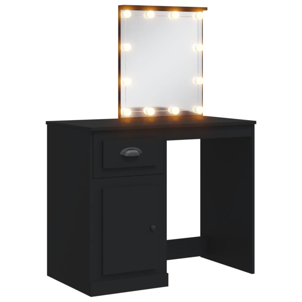 Kaptafel met LED-verlichting 90x42x132,5 cm zwart is nu te koop bij PeponiXL, paradijselijk wonen!