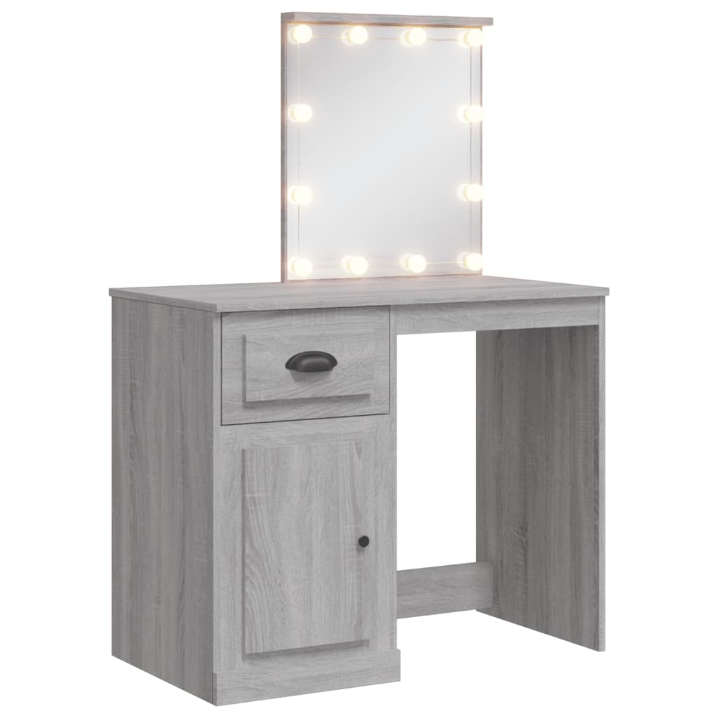 Kaptafel met LED-verlichting 90x42x132,5 cm grijs sonoma is nu te koop bij PeponiXL, paradijselijk wonen!