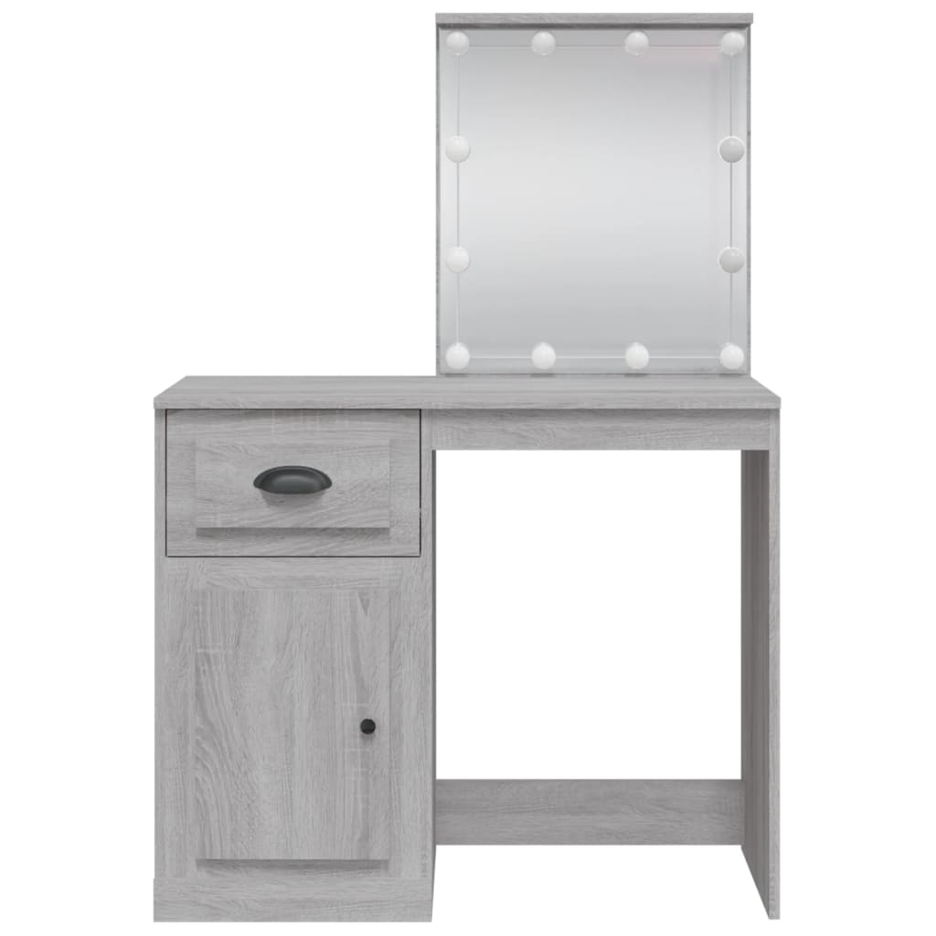 Kaptafel met LED-verlichting 90x42x132,5 cm grijs sonoma is nu te koop bij PeponiXL, paradijselijk wonen!
