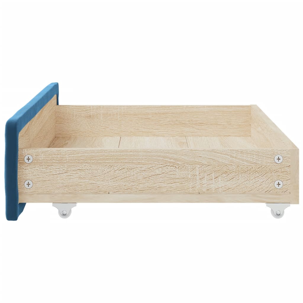 Bedlades 2 st bewerkt hout en fluweel blauw is nu te koop bij PeponiXL, paradijselijk wonen!