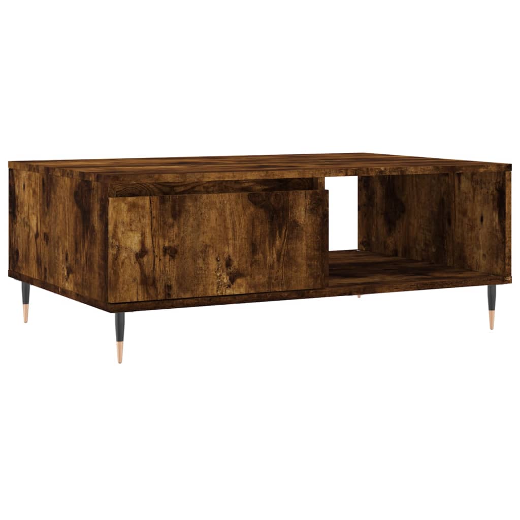Salontafel 90x60x35 cm bewerkt hout gerookt eikenkleurig is nu te koop bij PeponiXL, paradijselijk wonen!