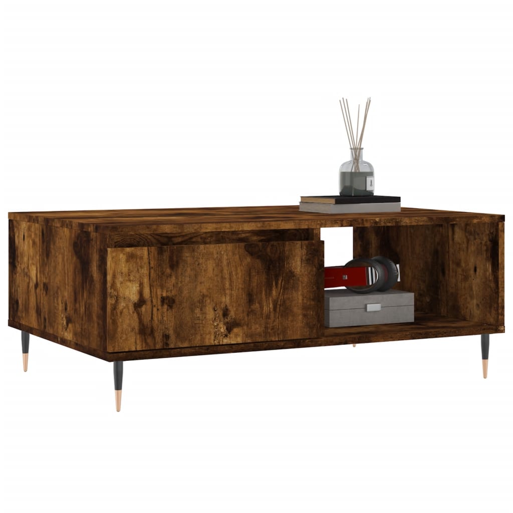 Salontafel 90x60x35 cm bewerkt hout gerookt eikenkleurig is nu te koop bij PeponiXL, paradijselijk wonen!