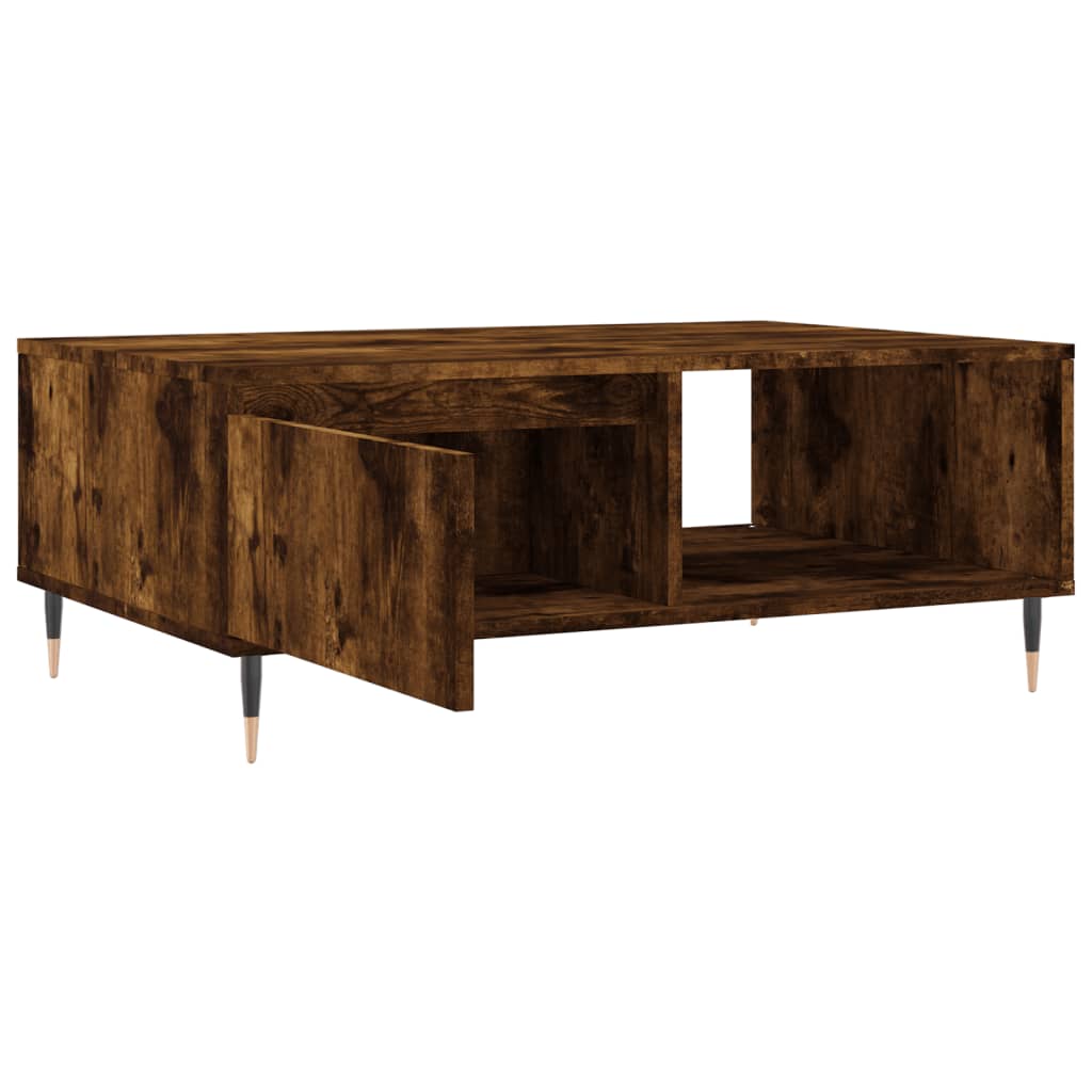 Salontafel 90x60x35 cm bewerkt hout gerookt eikenkleurig is nu te koop bij PeponiXL, paradijselijk wonen!