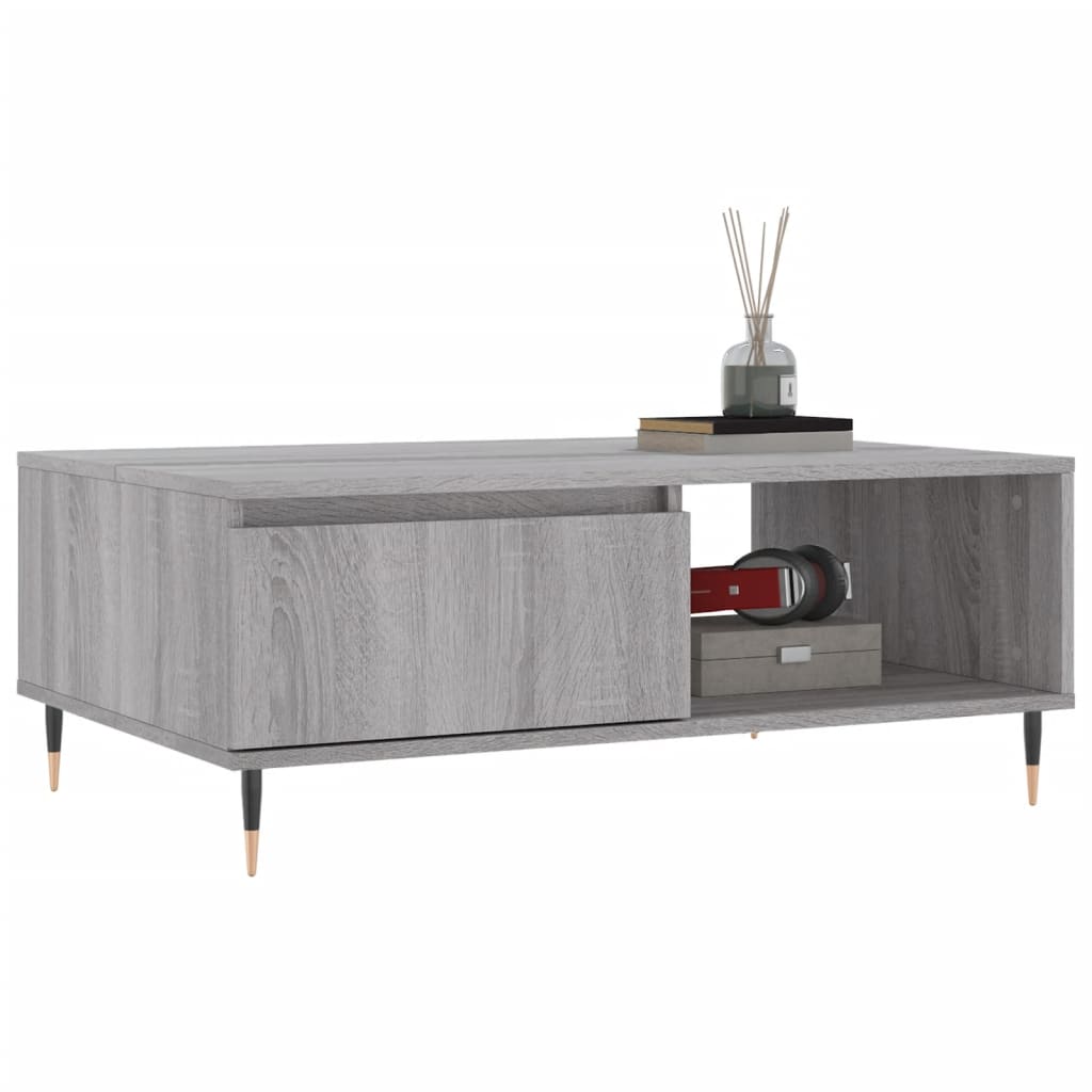 Salontafel 90x60x35 cm bewerkt hout grijs sonoma eikenkleurig is nu te koop bij PeponiXL, paradijselijk wonen!