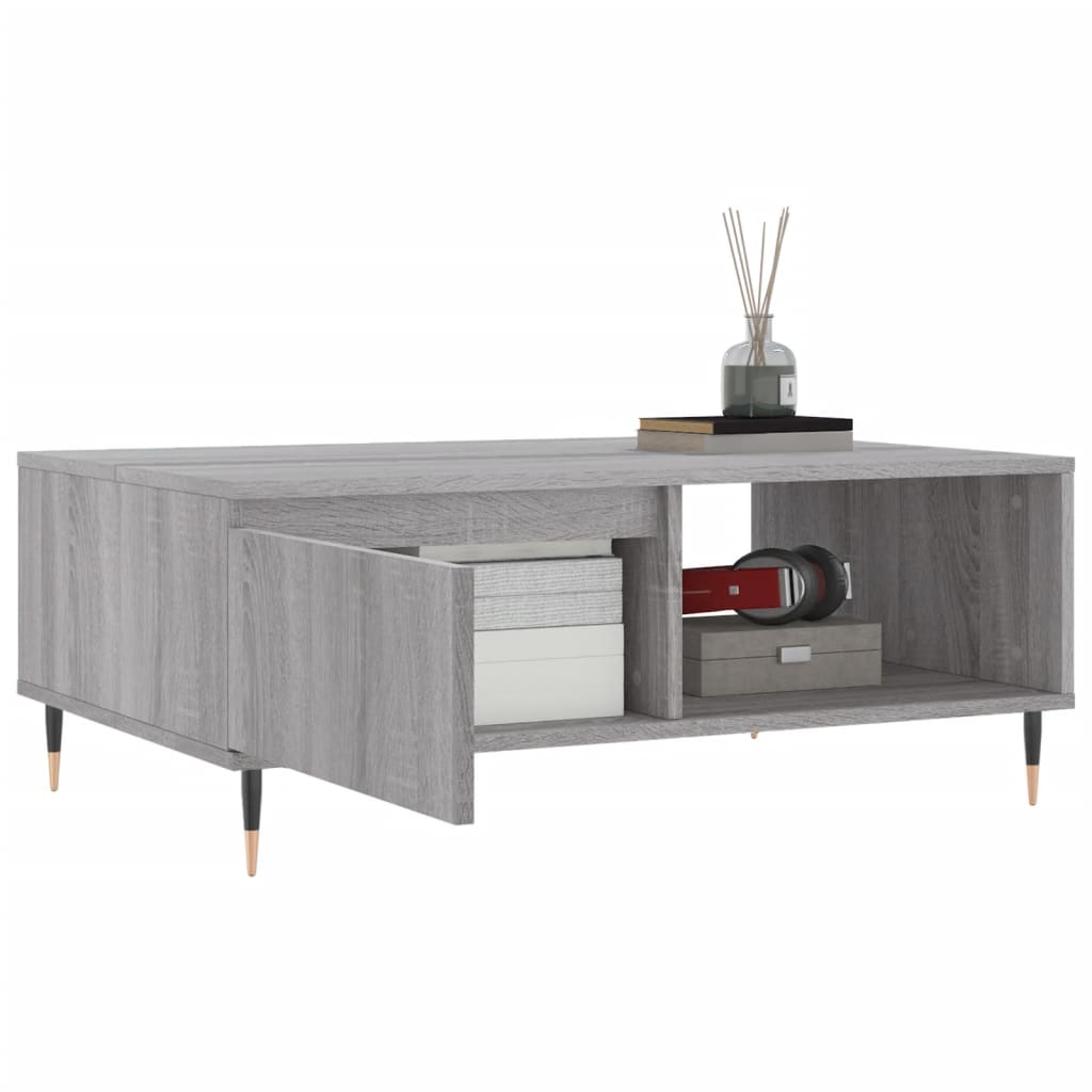 Salontafel 90x60x35 cm bewerkt hout grijs sonoma eikenkleurig is nu te koop bij PeponiXL, paradijselijk wonen!