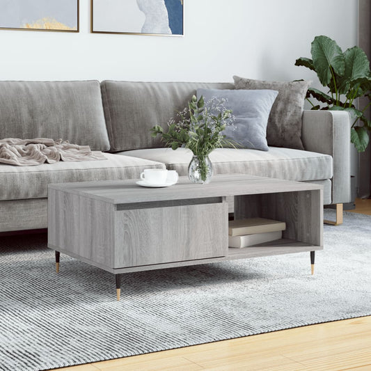 Salontafel 90x60x35 cm bewerkt hout grijs sonoma eikenkleurig is nu te koop bij PeponiXL, paradijselijk wonen!