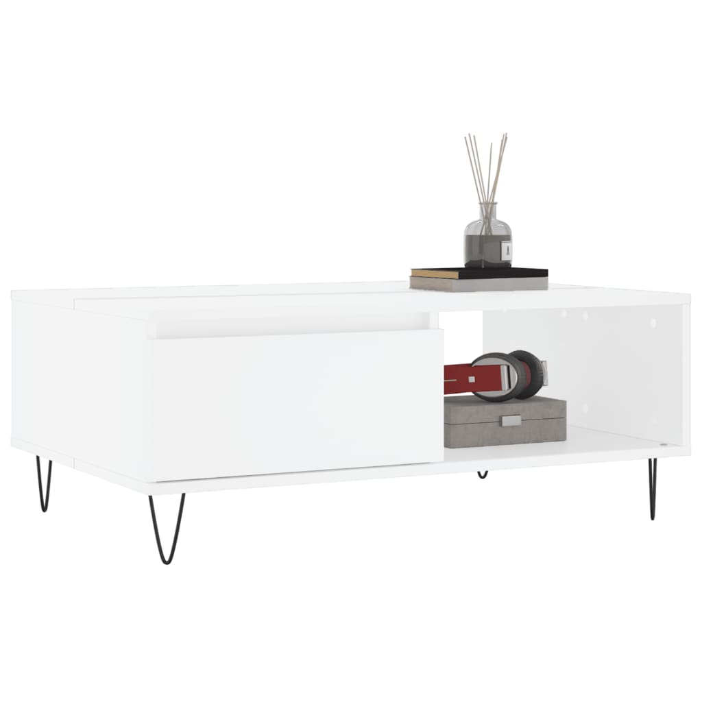 Salontafel 90x60x35 cm bewerkt hout wit is nu te koop bij PeponiXL, paradijselijk wonen!