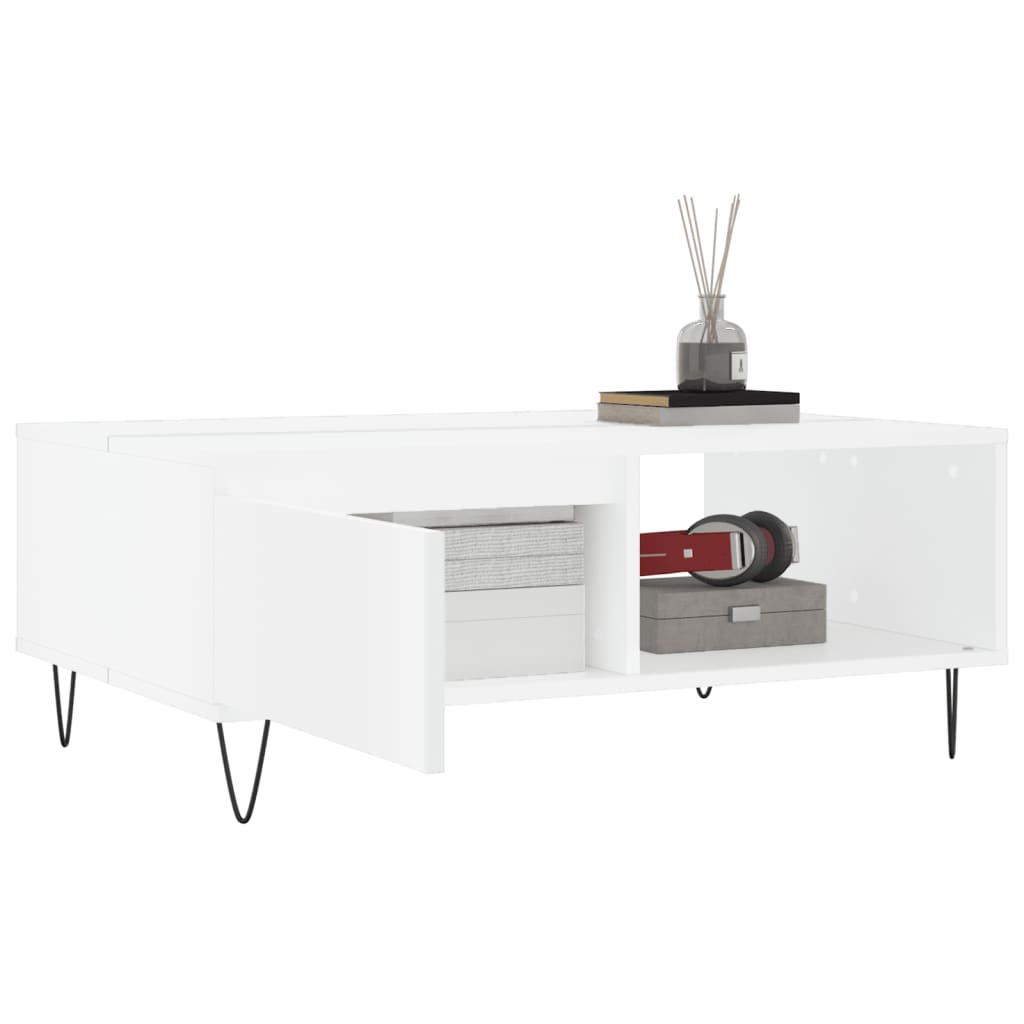 Salontafel 90x60x35 cm bewerkt hout wit is nu te koop bij PeponiXL, paradijselijk wonen!