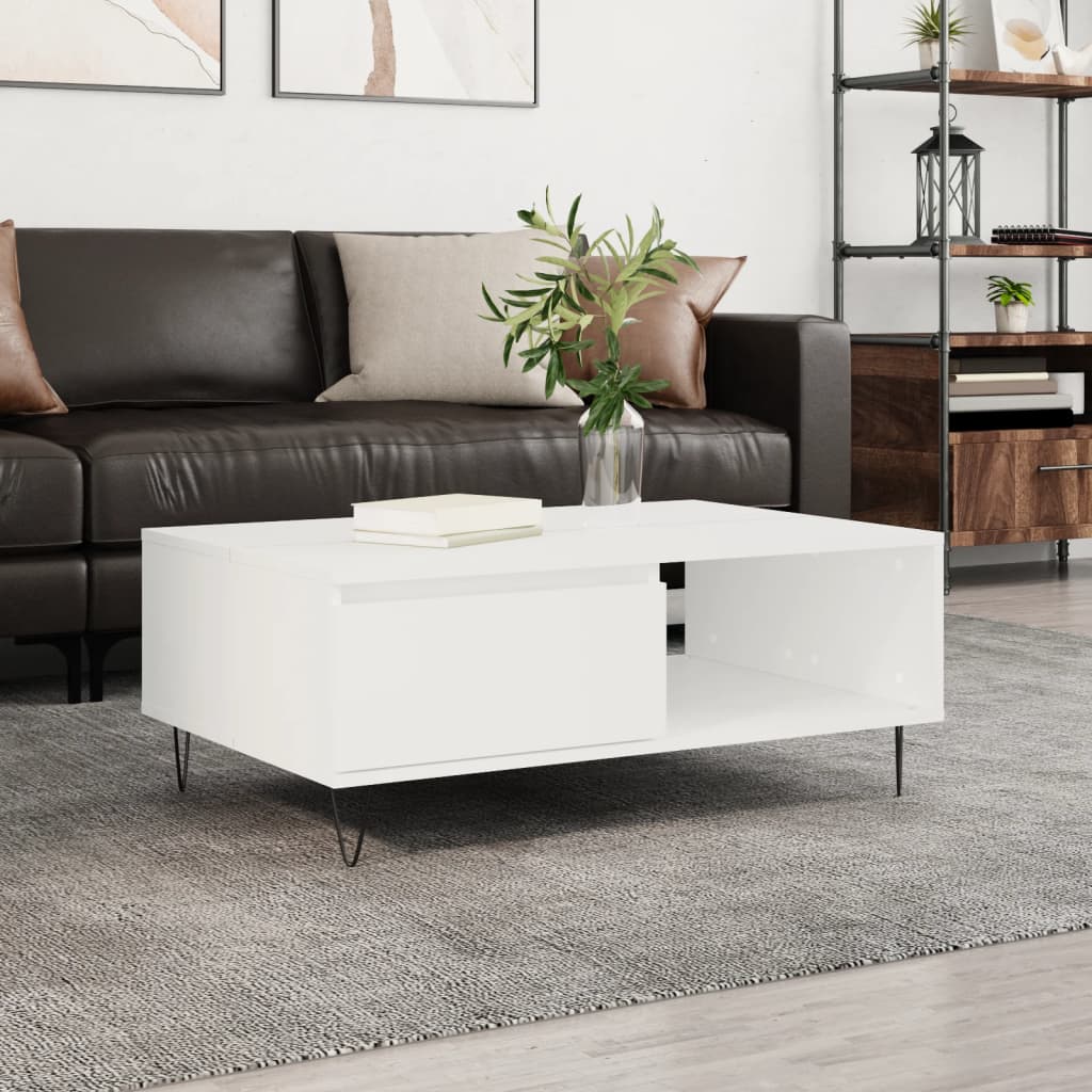 Salontafel 90x60x35 cm bewerkt hout wit is nu te koop bij PeponiXL, paradijselijk wonen!