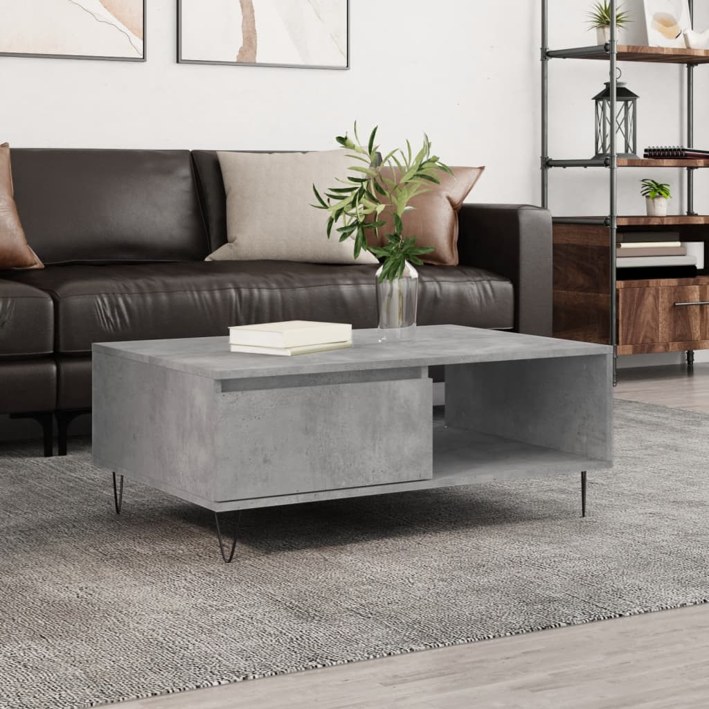 Salontafel 90x60x35 cm bewerkt hout betongrijs is nu te koop bij PeponiXL, paradijselijk wonen!