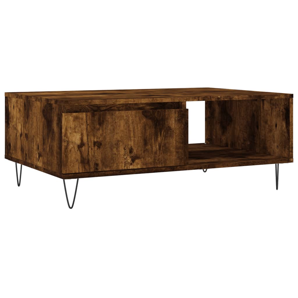 Salontafel 90x60x35 cm bewerkt hout gerookt eikenkleurig is nu te koop bij PeponiXL, paradijselijk wonen!