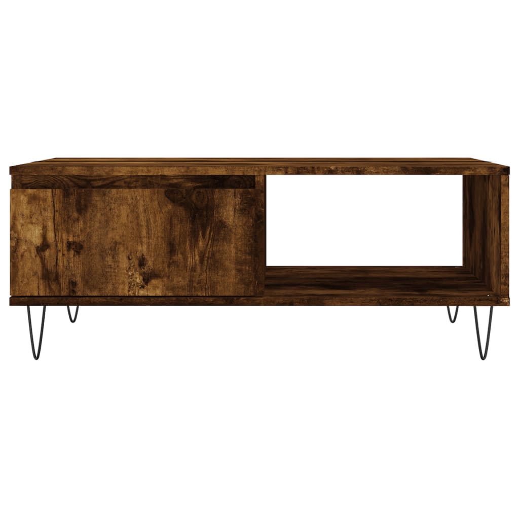 Salontafel 90x60x35 cm bewerkt hout gerookt eikenkleurig is nu te koop bij PeponiXL, paradijselijk wonen!