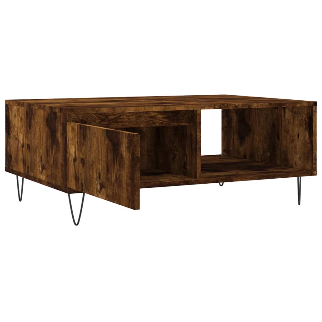 Salontafel 90x60x35 cm bewerkt hout gerookt eikenkleurig is nu te koop bij PeponiXL, paradijselijk wonen!