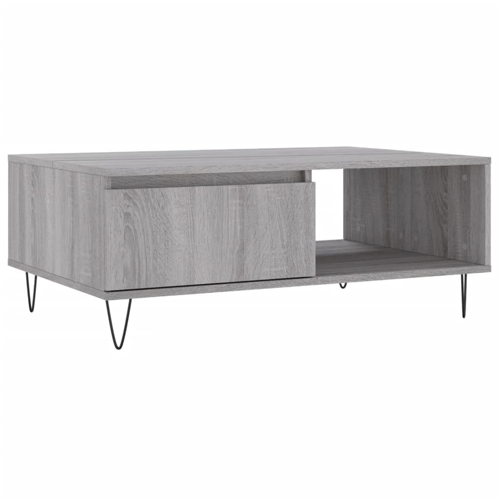 Salontafel 90x60x35 cm bewerkt hout grijs sonoma eikenkleurig is nu te koop bij PeponiXL, paradijselijk wonen!