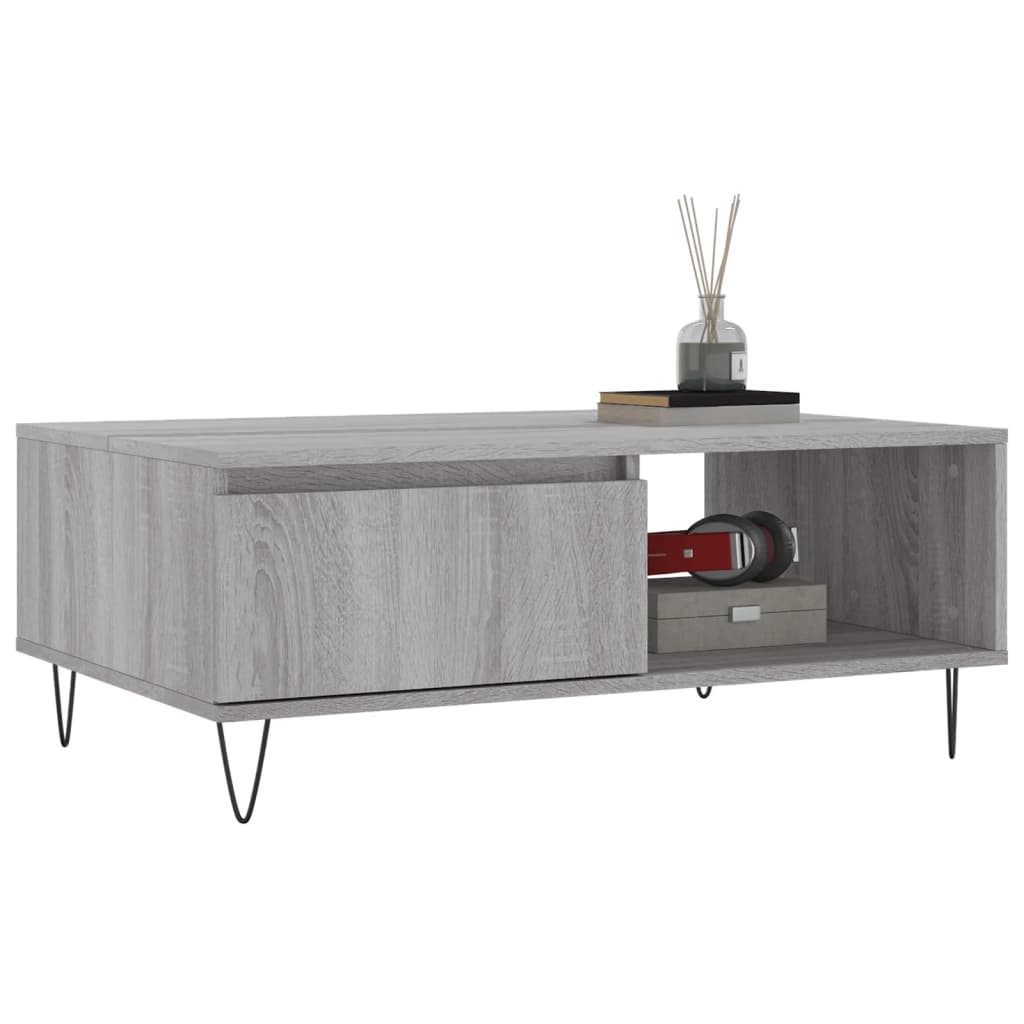 Salontafel 90x60x35 cm bewerkt hout grijs sonoma eikenkleurig is nu te koop bij PeponiXL, paradijselijk wonen!