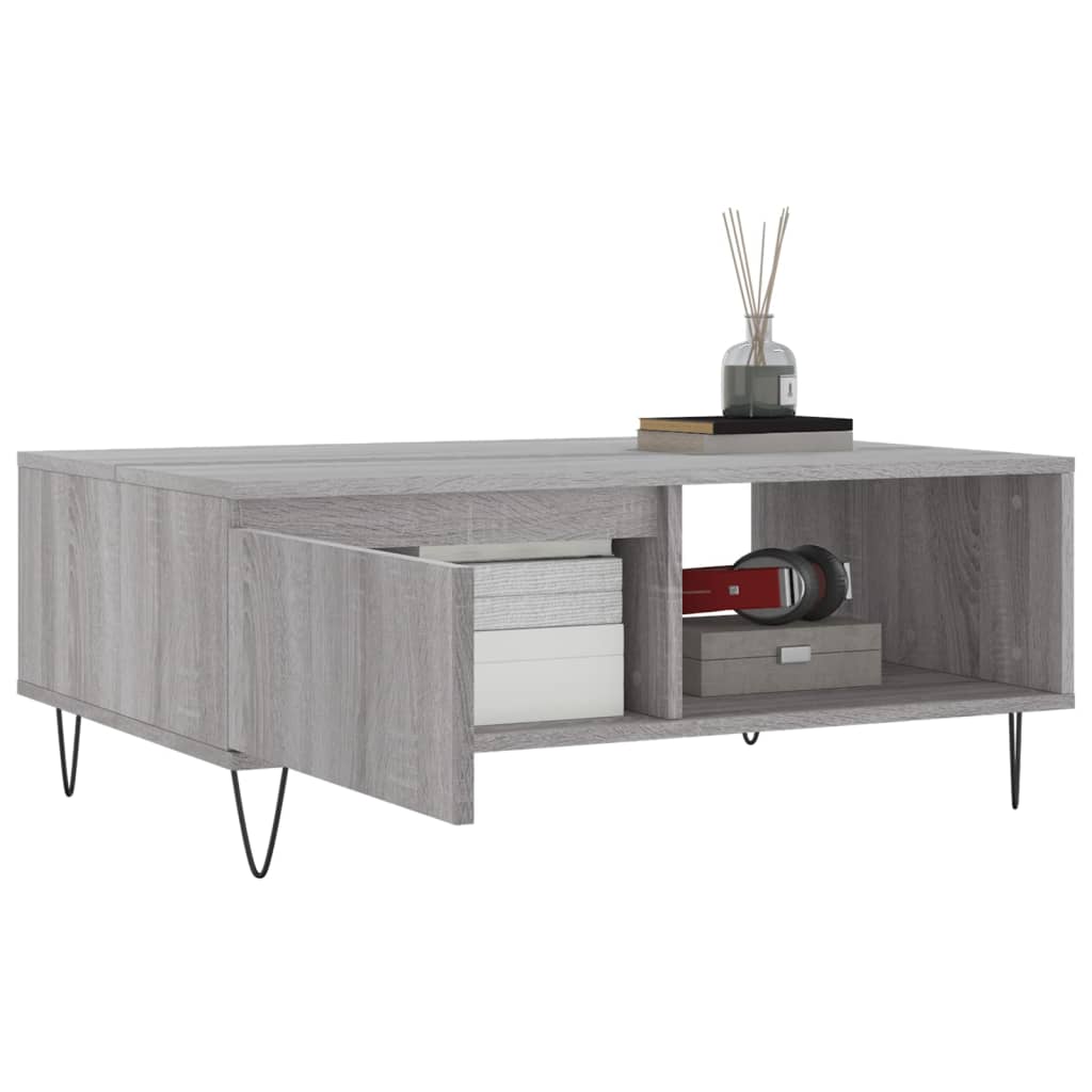 Salontafel 90x60x35 cm bewerkt hout grijs sonoma eikenkleurig is nu te koop bij PeponiXL, paradijselijk wonen!