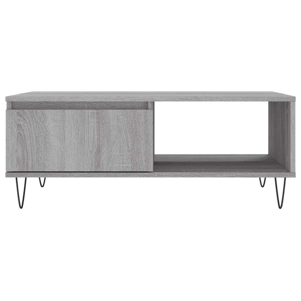 Salontafel 90x60x35 cm bewerkt hout grijs sonoma eikenkleurig is nu te koop bij PeponiXL, paradijselijk wonen!